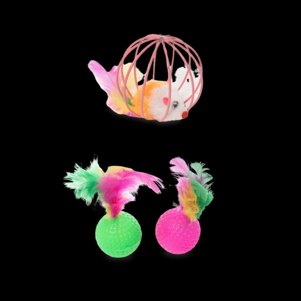Cat Toy Set - 24 Pieces with T-Tunnel