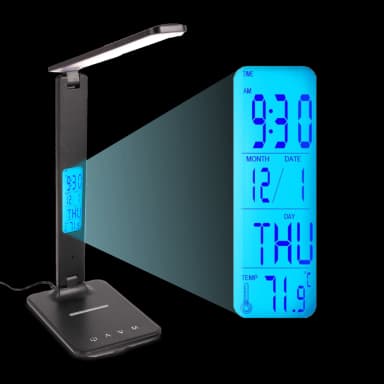 LED Desk Lamp with Wireless Charger and Clock